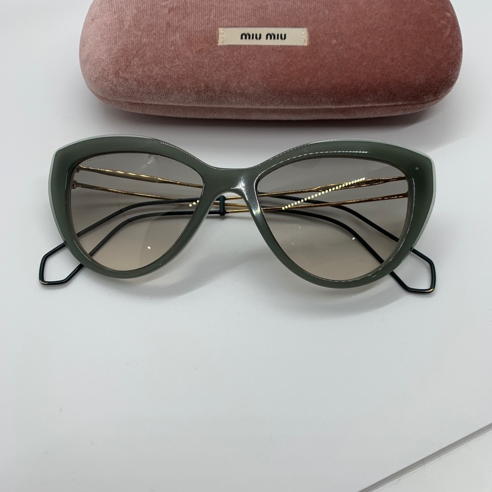Miu Miu green gold cat eye sunglasses